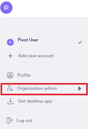 Accessing the Organization Admin Page - Step 2