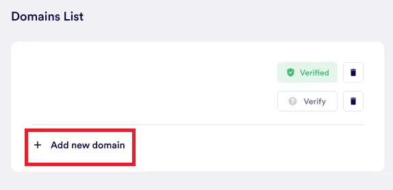 Adding a Domain - Step 1
