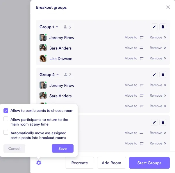 Breakout groups auto assign - Step
4