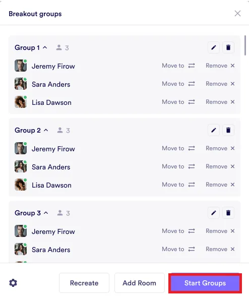 Breakout groups auto assign - Step
5